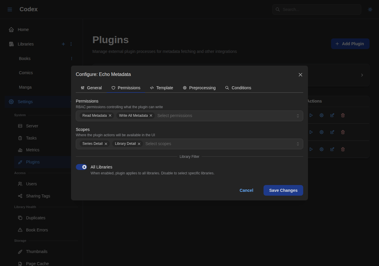 Config Modal - Permissions