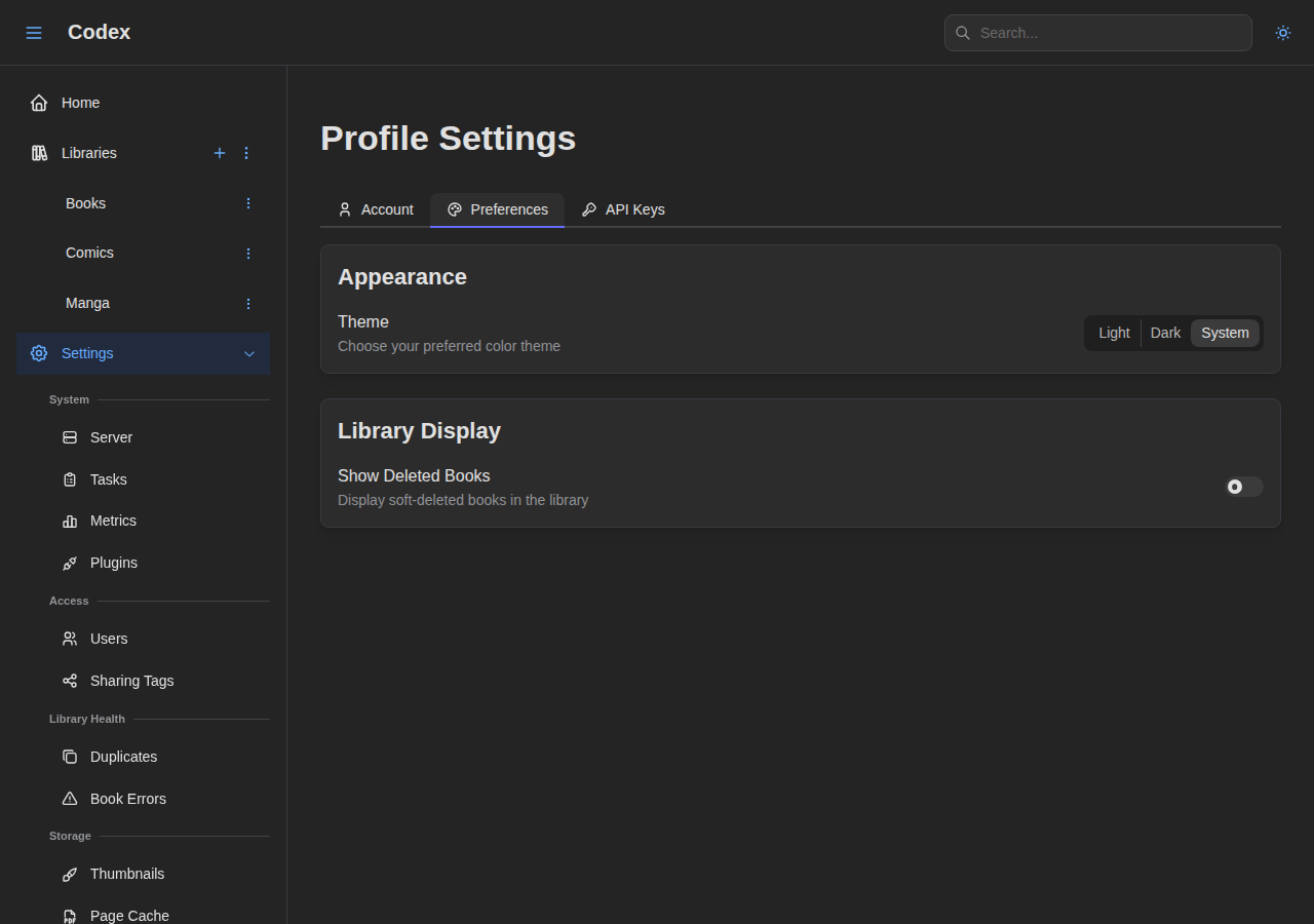 Profile - Preferences