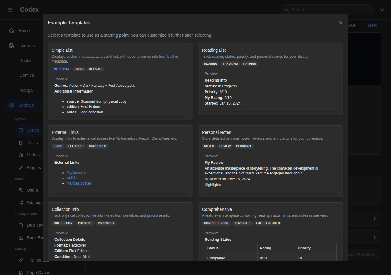 Custom Metadata Template Editor